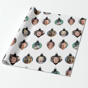Papel De Presente Ornamentos de Fotos da Família Engraçada de Natal