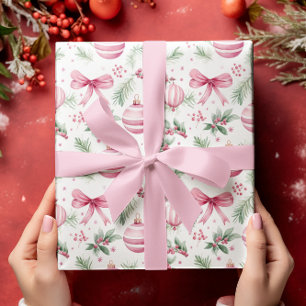 Papel De Presente Ornamentos e Arcos cor-de-rosa Natal e Natal