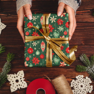 Papel De Presente Ornamentos Festivos Padrão Sem Costura