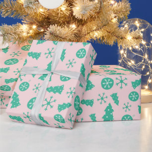 Papel De Presente Ornamentos legal de Flocos de Neve em Árvores de N