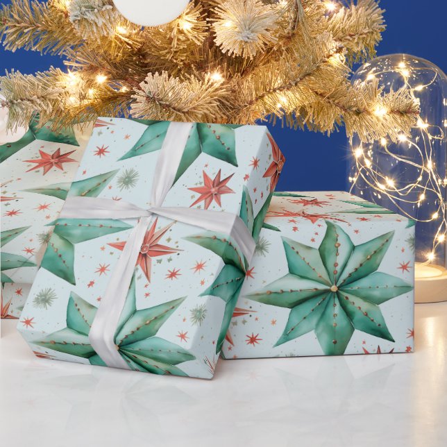 Papel De Presente Ornamentos nas Estrelas de Natal Moderno Natal (Feriados)