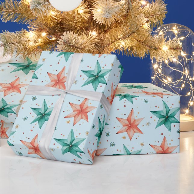 Papel De Presente Ornamentos nas Estrelas de Natal Moderno Natal (Feriados)