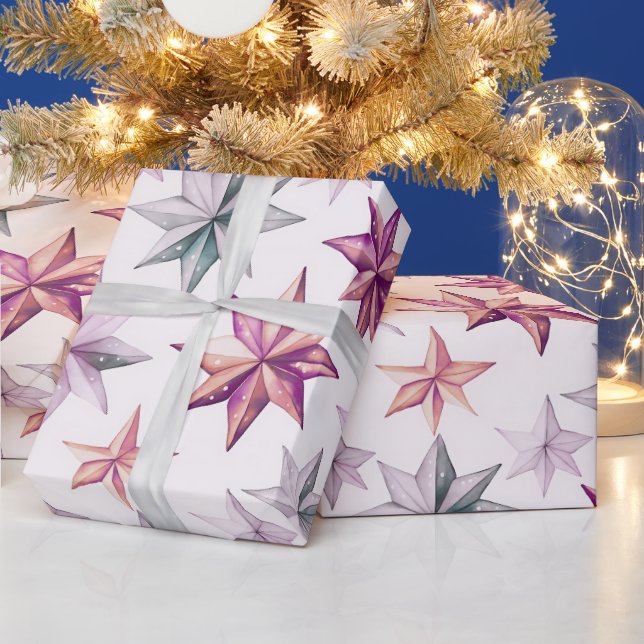 Papel De Presente Ornamentos nas Estrelas de Natal Moderno Natal (Feriados)