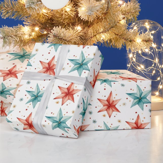 Papel De Presente Ornamentos nas Estrelas de Natal Moderno Natal (Feriados)