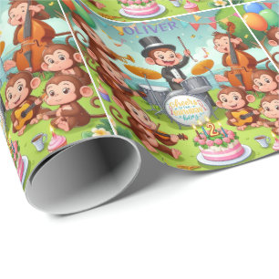 Papel De Presente orquestra de macaco fofa menino de 2 anos de anive