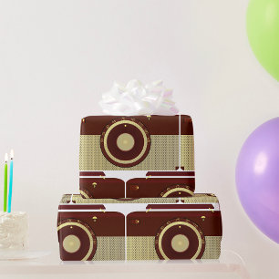 Papel De Presente Orquestra Retroativa E Rádio Antiquado Dourado