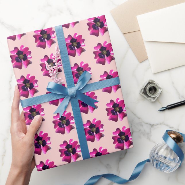 Papel De Presente Orquídea Roxa Tropical MOD Flor Verão Aniversário (Presentear)