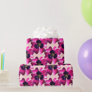 Papel De Presente Orquídea Roxa Tropical MOD Flor Verão Aniversário