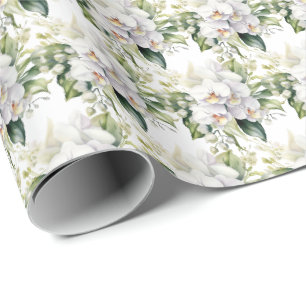 Papel De Presente Orquídeas Brancas 