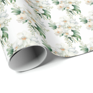 Papel De Presente Orquídeas brancas