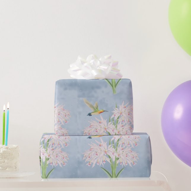 Papel De Presente Orquídeas Florais Rosa Pastel  (Presentes para festas)
