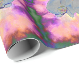 Papel De Presente Orquídeas florais tropicais em aquarela abstrata