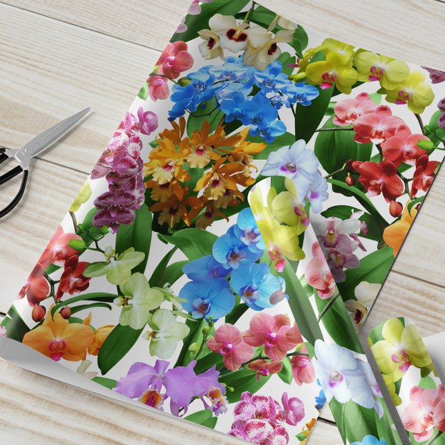 Papel De Presente Orquídeas Florais Tropicais Verão (Criador carregado)