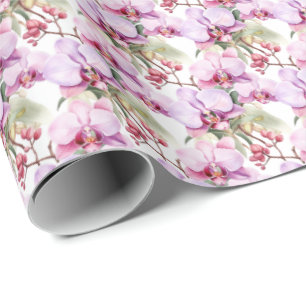 Papel De Presente Orquídeas Pastel