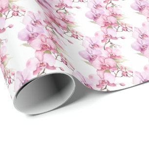 Papel De Presente Orquídeas Rosa
