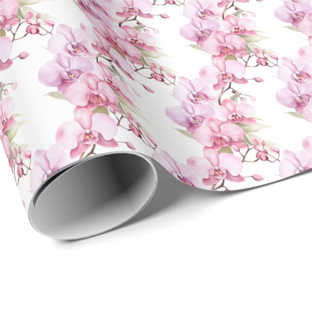 Papel De Presente Orquídeas Rosa (Ponta do rolo)