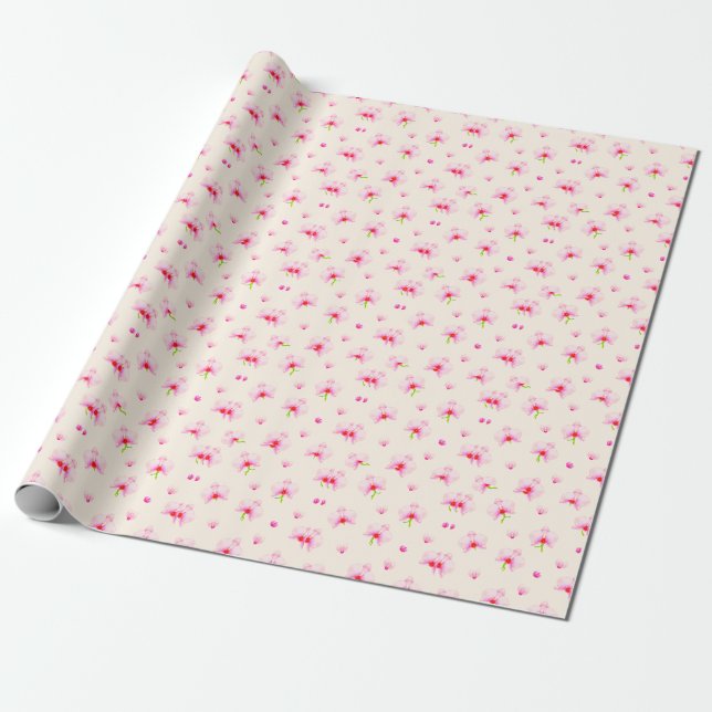Papel De Presente Orquídeas rosa pastel (Desenrolado)