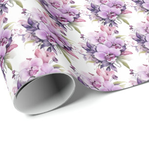 Papel De Presente Orquídeas Roxas