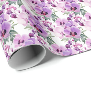 Papel De Presente Orquídeas Roxas