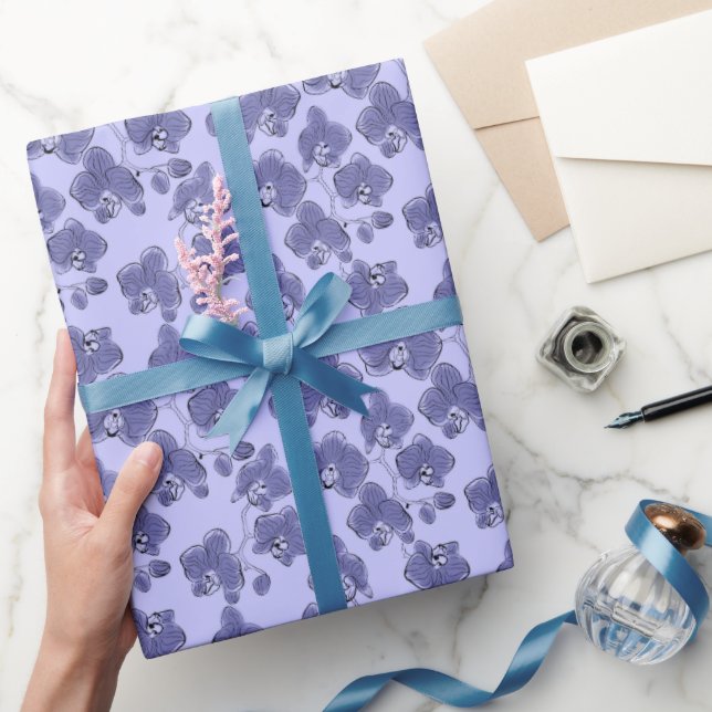 Papel De Presente Orquídeas sem costura, flores de falaenopsis (Presentear)