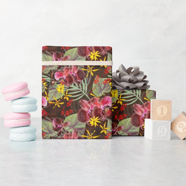 Papel De Presente Orquídeas vermelhas. (Chá de bebê)