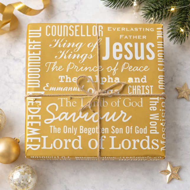 Papel De Presente Os Belos Nomes de Jesus Dourado  (Criador carregado)