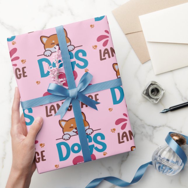 Papel De Presente Os Cães São A Minha Língua De Amor (Presentear)