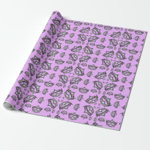 Papel De Presente Os corações da rainha prateiam o presente