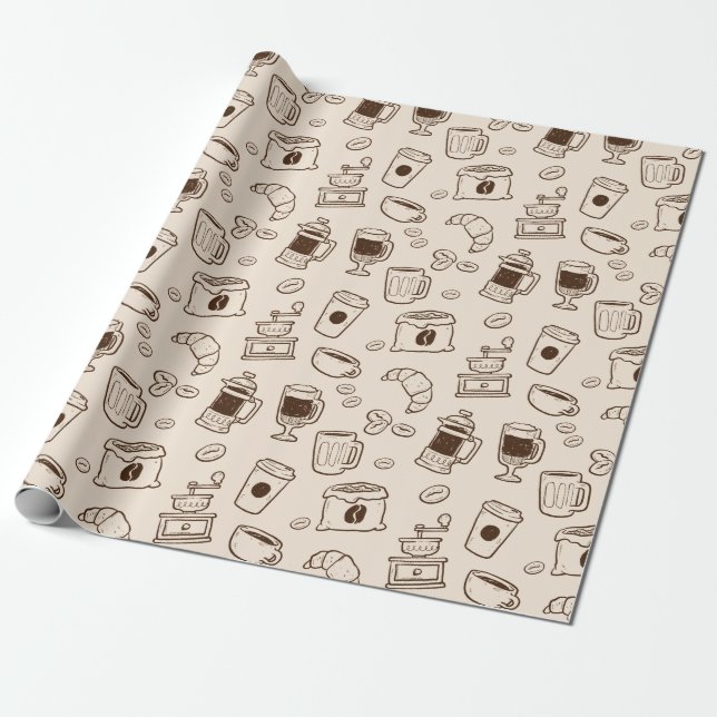 Papel De Presente Os feijões de café de Brown ilustraram o teste (Desenrolado)