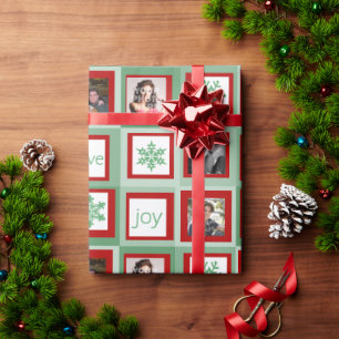 Papel De Presente Os quadrados vermelhos e verdes personalizaram o