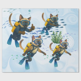 Papel De Presente Os Scuba Cats estão mergulhando Subaquático