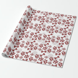 Papel De Presente Osso de Cachorro com Estampa de Floco de Neve Nata