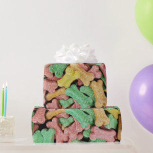 Papel De Presente Ossos Cães Coloridos