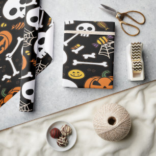 Papel De Presente Ossos Loucos E Esqueletos Para O Halloween