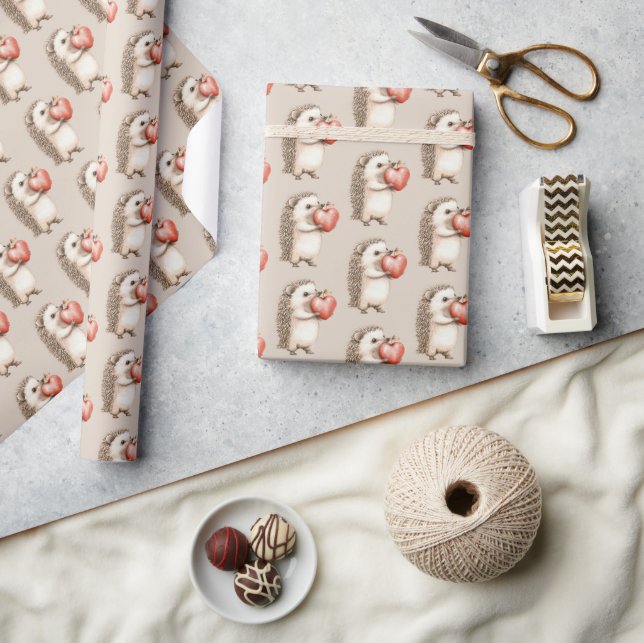 Papel De Presente ouriço com amor no coração (Artesanato)