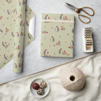 Papel De Presente Ouriço com maçãs