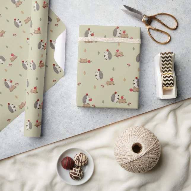Papel De Presente Ouriço com maçãs (Artesanato)