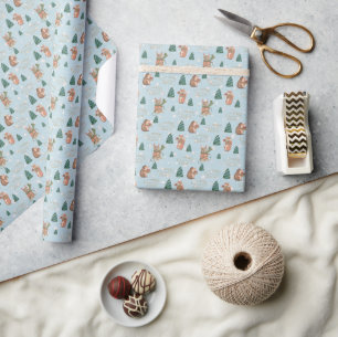 Papel De Presente Ouriços e Esquilos