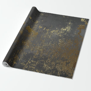 Papel De Presente Ouro afligido e Black-16