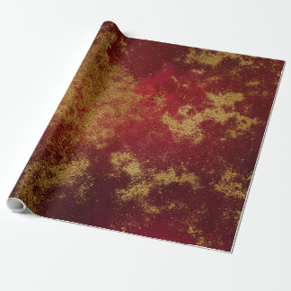 Papel De Presente Ouro afligido e vermelho 6