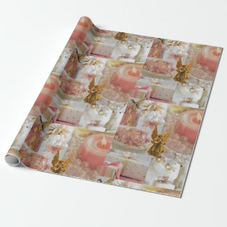 Papel De Presente Ouro Angel e Decorations Wraping Paper