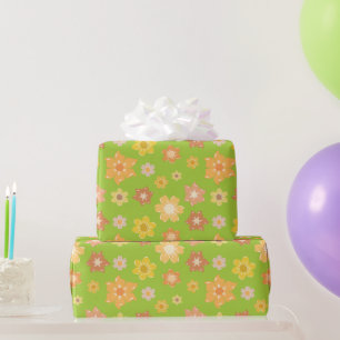 Papel De Presente Ouro Autumn Blooms Verde Aniversários Sem Olhos