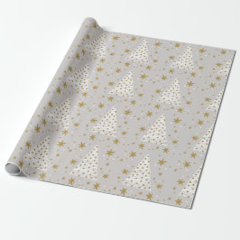 Papel De Presente Ouro branco Elegante simples ilustrado Natal