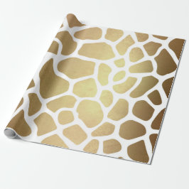 Papel De Presente Ouro Contemporâneo White Safari Giraffa Skype Vip