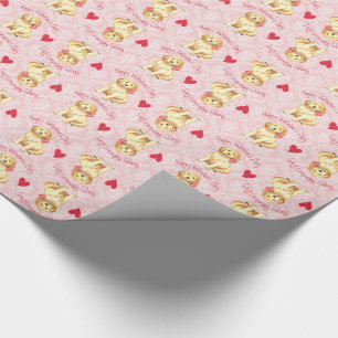 Papel De Presente Ouro cor-de-rosa dos namorados