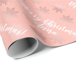 Papel De Presente Ouro cor-de-rosa teste padrão personalizado do