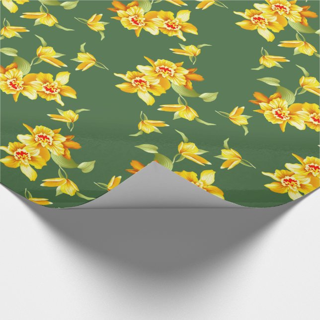 Papel De Presente Ouro Daffodils em verde (Ponta)
