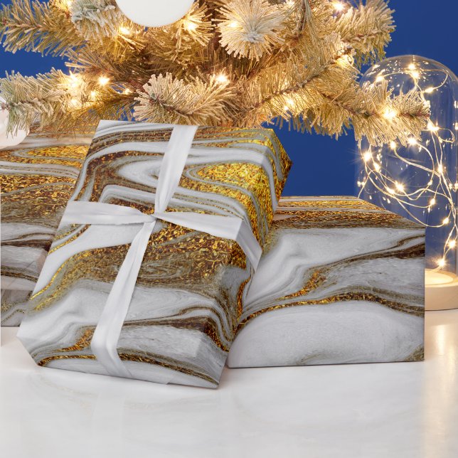 Papel De Presente Ouro de cobre moderno Elegante e aspecto de mármor (Feriados)
