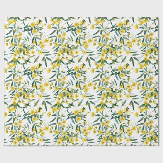 Papel De Presente Ouro de flor selvagem australiano Wattle (Aberto)