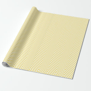 Papel De Presente Ouro de linha de chevron amarelo em branco XL 